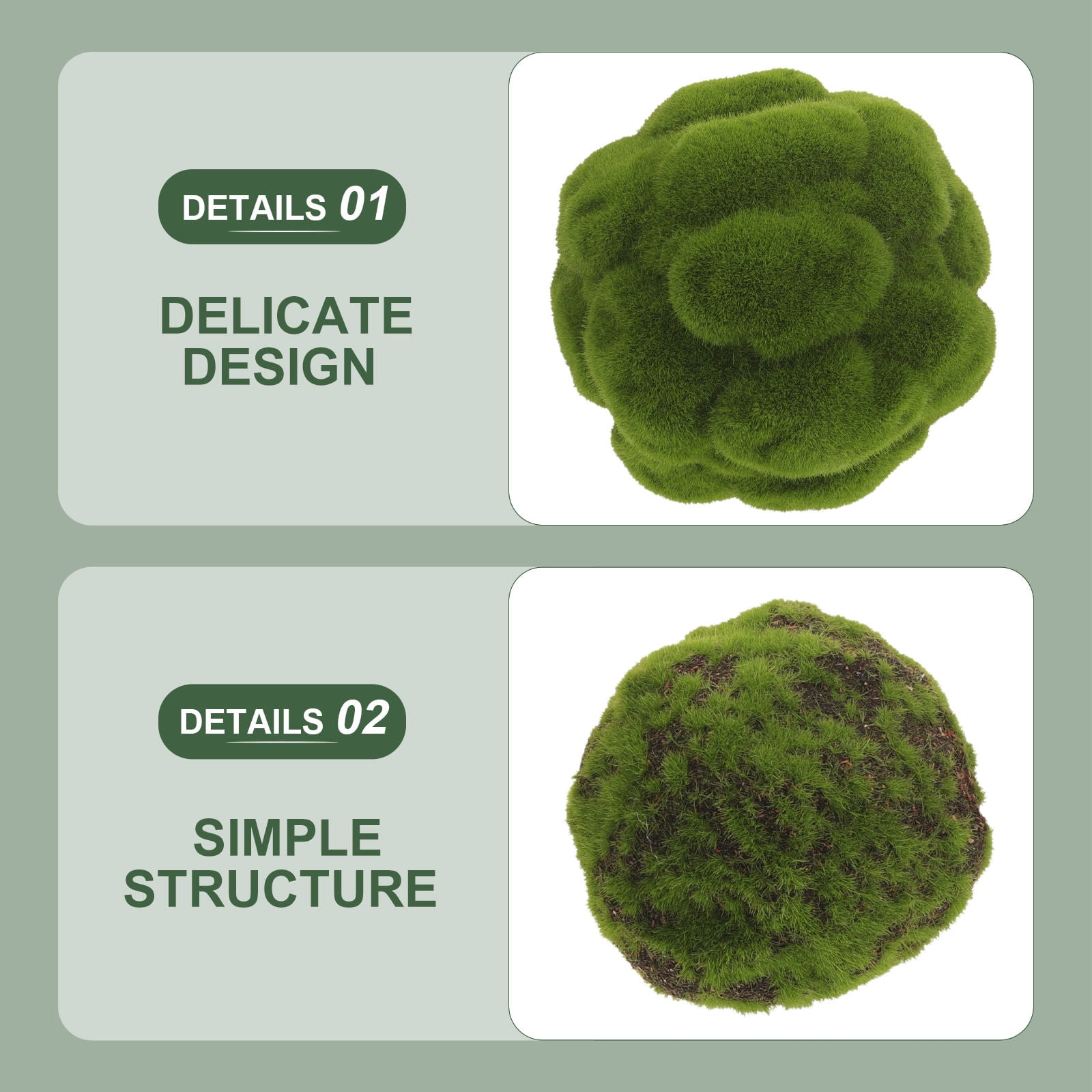 RENACLIPY 2-Pack Artificial Moss Decorations Green Faux Moss Ornaments for Indoor and Outdoor