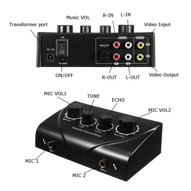 Sound Mixer Dual Mic Inputs Company Stage Home KTV Rooms Digital Karaoke Professional Audio System Machine US Plug