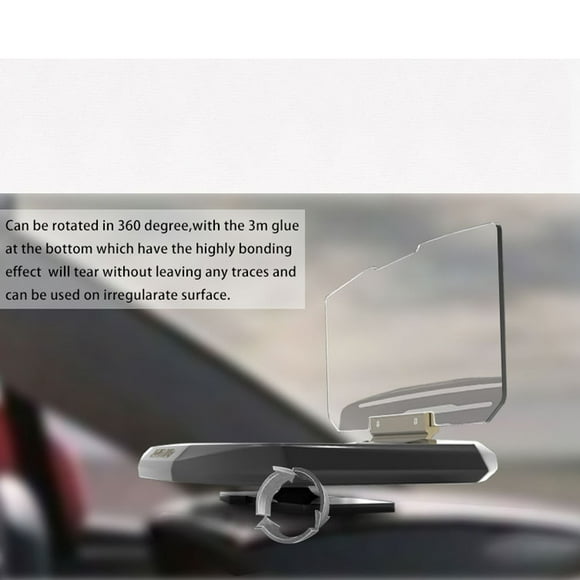ETHZZLE 1Set Head-Up Display GPS Navigation Phone Holder Black ABS Glass 6.3x3.9x3.7Inch