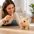 thumbnail image 5 of Walking Spotted Pig Pet Piggy Interactive Crawling Piglet Electronic Plush Toy Pig Oink Twitch Nose Wag Tail Animated Gifts for Toddlers Birthday, 7'' White, 5 of 6