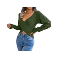 thumbnail image 3 of Liacowi Women Knitted Sweater Cross V-Neck Long Sleeve Pullover Low-Cut Jumpers Tops Fall Loose Knitwear, 3 of 7