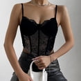 thumbnail image 3 of yunLCZ Basic T Shirts Women's Floral Lace Mesh Corset Vest Spaghetti Strap Tops Going Out, 3 of 4