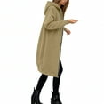 thumbnail image 5 of Women Casual Zip up Polyester Hoodies, Long Hoodie Tunic Jackets Long Sleeve Sweater Dress with Side Pockets Beige L, 5 of 7
