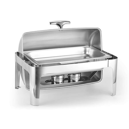 Rectangular Roll Top Chafer (Ktaxon 9.5 Quart Stainless Steel Heavyweight Chafing, Full-size Rectangular Chafer Dish, Round Roll-top, w/ Food Pan, Water Pan, Alcohol Furnace and)