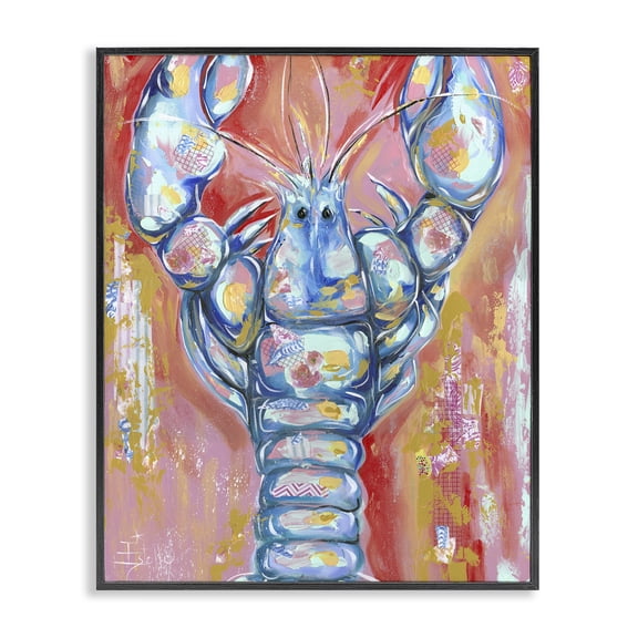 Stupell Industries Coastal Funky Vibrant Lobster Black Framed Giclee Art, 11 x 14, by Estelle Grengs