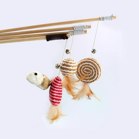 IBASETOY Mouse Toy for Cat Interactive Play with Bell and Wand 4pcs Assorted Color