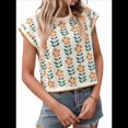 thumbnail image 2 of Suéteres de Punto con Cuello Redondo y Mangas para Mujer, Informales, Estampados, de Verano, Color Abeja, Talla M, 2 of 10
