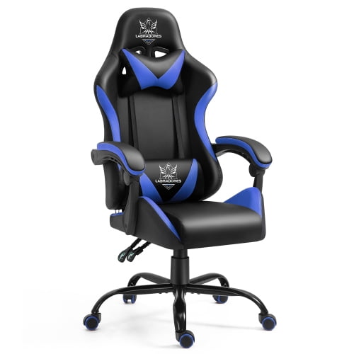 Massage Gaming Chair Reclining Racing Chair with Lumbar Support Office Blue 