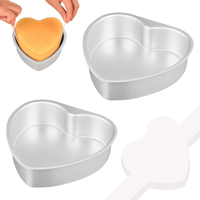 Juego de 2 moldes para tartas HUAKENER Heart, aleación de aluminio, 15 x 5 cm