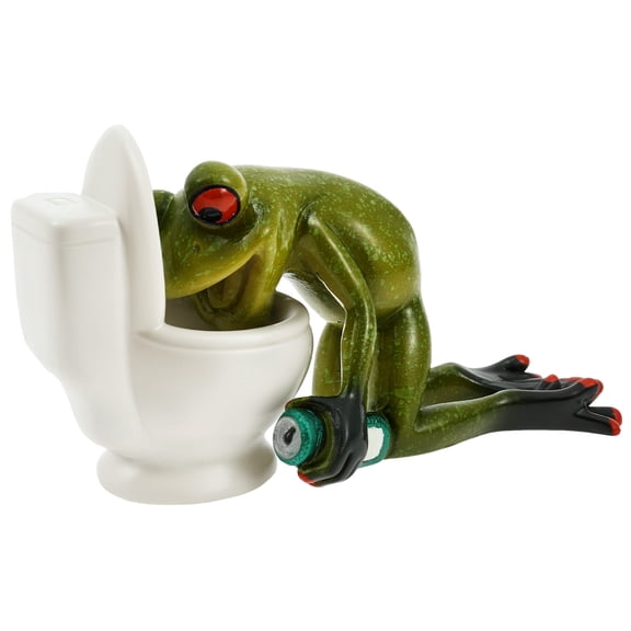 Threns Frog Figurines Decor Funny Cute Craft Resin Frog Sculpture Statue for Home Office Desk Tabletop Bathroom Decoration