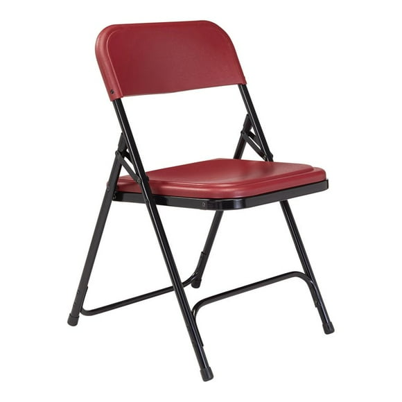 NPS 800 Series 29.75" Premium Plastic Folding Chair in Burgundy Red (Set of 4)