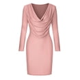 thumbnail image 4 of FcBaudy Robe à Manches Longues à Col en V, Robes d'Été pour Femmes, Robes pour Femmes Robe Femme Mode Unie à Col en V à Paillettes Robe à Manches Longues Robes de Soirée Robe Femme, 4 of 5