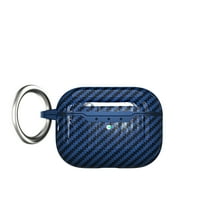 ELEHOLD AirPods Case Designed for Apple Airpods Pro 2 2022 Carbon Fiber Texture Full Body Protection with Carabiner Rugged Washable Case For Airpods Pro 2 2022,Blue