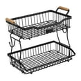 thumbnail image 3 of Organizador de almacenamiento de vegetales de 2 niveles Basket Decoración de mesa elegante Ritadilla de soporte de soporte de frutas para restaurantes Negro, 3 of 8
