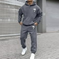 thumbnail image 4 of Men's Suits Product Title for Men Casual Solid Two Piece Hooded Sports Set with Raglan Sleeve Drawstring Pant Set, 4 of 5