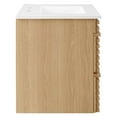 thumbnail image 5 of Wall Mount Sink Vanity Cabinet, White Oak, Wood, Mid Century Hotel Bedroom Bathroom, Modern Contemporary HB33709, 5 of 9