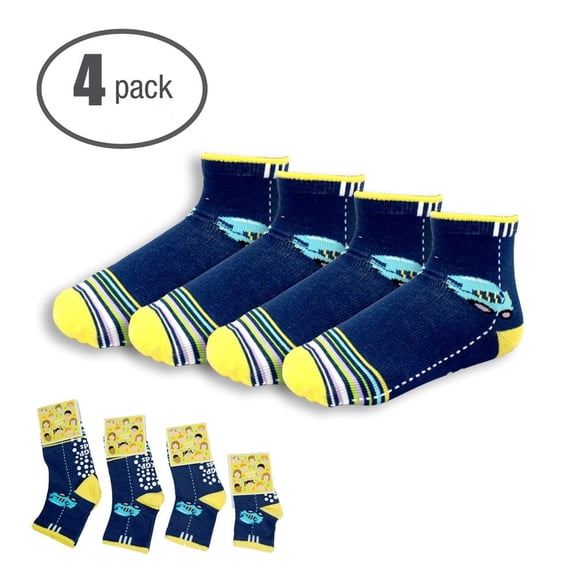 DKGP-Kids Socks Non-Slip Lovely Car Cotton Socks (4 Pair)