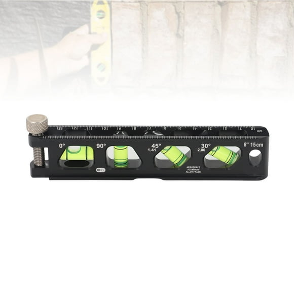 Magnetic Level Tool, Wing Screw Adjustment 6 Inch 15cm 0-15mm Clamping Mini Level Ruler  for Pipe Measurement