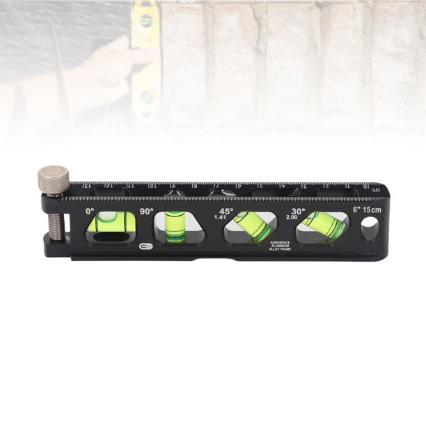 Herramienta De Nivel Magnético, Mini Regla De Nivel 6 Pulgadas 15 Cm Ajuste De Tornillo De Ala Líneas De Escala Claras 4 Imanes Absorción 0 30 45 90 Burbujas Para