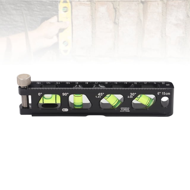Herramienta De Nivel Magnético, Mini Regla De Nivel 6 Pulgadas 15 Cm Ajuste De Tornillo De Ala Líneas De Escala Claras 4 Imanes Absorción 0 30 45 90 Burbujas Para