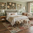 thumbnail image 3 of GENIMO 2'x7' Runner Rug, Machine Washable Non Slip Low Pile Hallway Runner Rug for Kitchen Laundry Room, Modern Floral, Antique Beige, 3 of 7