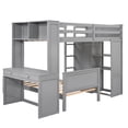 thumbnail image 6 of Royard Oaktree Twin Size Loft Bed with a Twin Stand-alone Bed Wood Loft Bed Frame with Desk, Shelves, and Wardrobe-Gray, 6 of 7