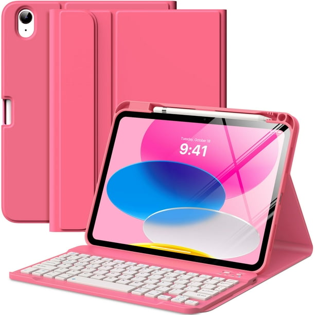 Funda con teclado MoKo para iPad 11.ª generación, 11 pulgadas (2025), color rosa