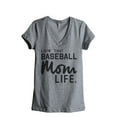 thumbnail image 1 of Thread Tank Livin' That Baseball Mom Life Women's Fashion Relaxed V-Neck T-Shirt Tee Heather Grey Large, 1 of 4