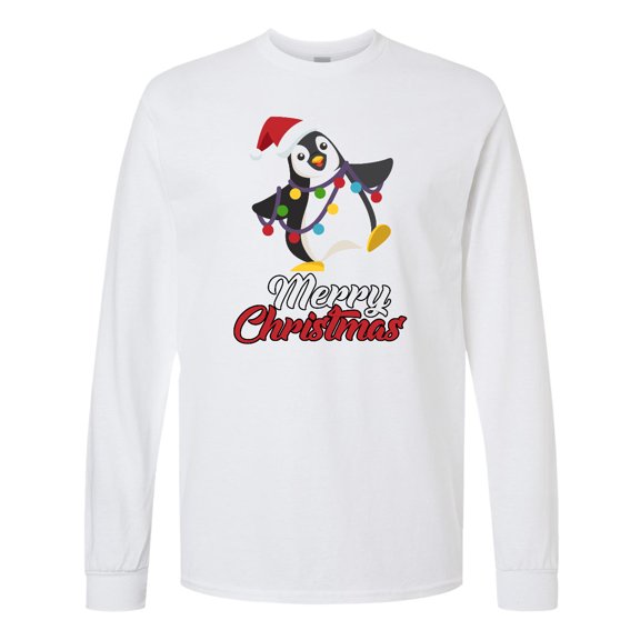 Inktastic Merry Christmas Penguin Long Sleeve T-Shirt