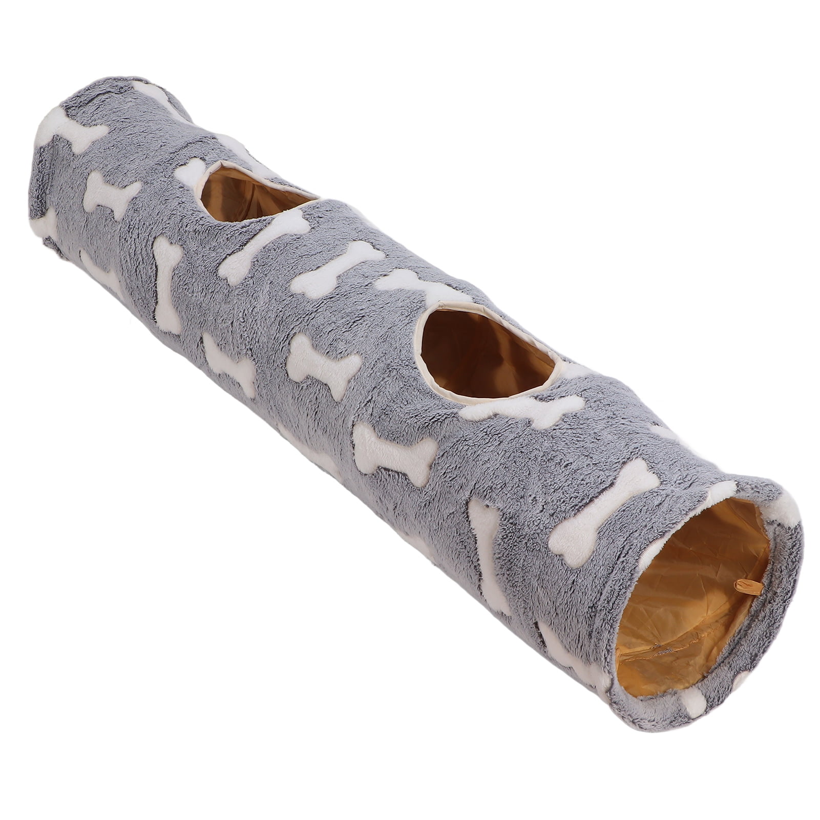 M Buder Plush Cat Tunnel Toy Collapsible Scratch Resistant Little Pet Tube Play Tent for Cats Rabbits Puppies Indoor Outdoor Use Bone Gray 11.02 inches / 28 cm