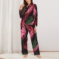 thumbnail image 2 of Salouo Red Viper Jungle Intensity Pattern Women's Pajamas Set Long Sleeve Button Down Sleepwear Soft Pj Lounge Sets for women 2 Piece Pjs Set with Long Pants-Medium, 2 of 7