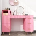 thumbnail image 1 of HIUU Pink Vanity Desk with 4 Drawers,Makeup Vanity Console Table for Bedroom,55inches Makeup Desk,Modern Dressing Table with Storage, 1 of 8