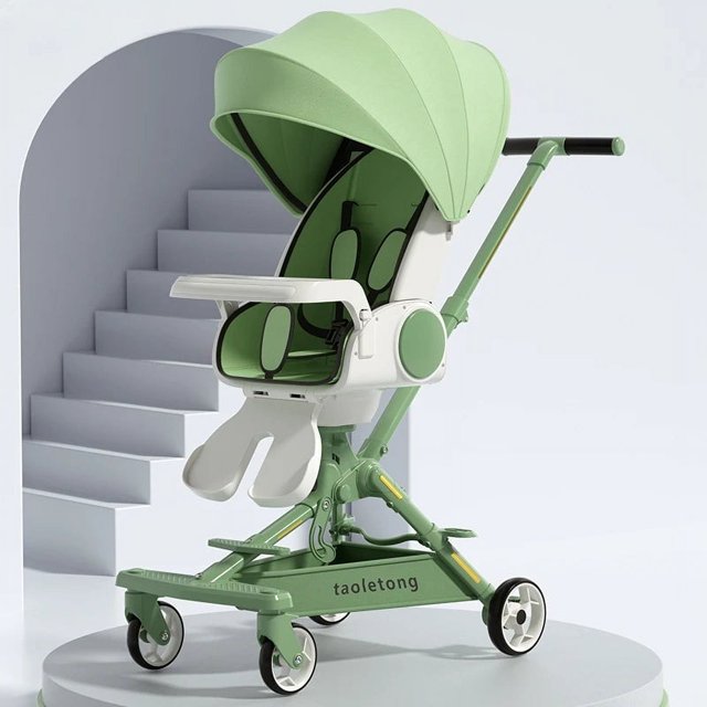 Light Trolley Two-way Stroller 1-3 Years Old Children Stroller Multifunctional Baby Carriage Foldable and Easy To Carry ShopWise Round