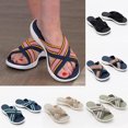 thumbnail image 1 of HEVIRGO Femmes Sangle Croisée Bout Ouvert EVA Plateforme Compensée Sandales Pantoufles pour la Vie Quotidienne, 1 of 10
