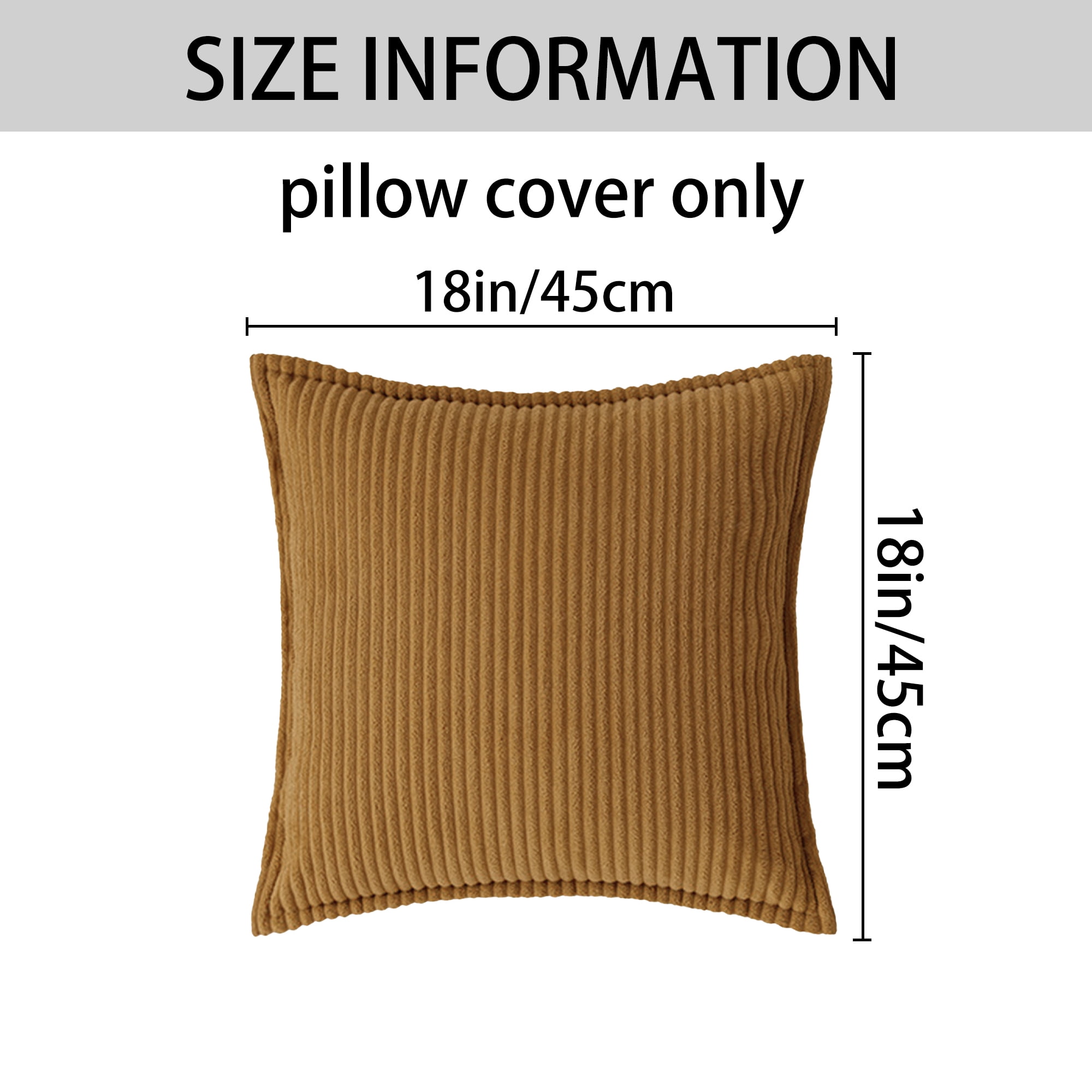 Unique Bargains Striped Decorative Throw Pillow Covers Pack of 2 Dark Yellow 18" x 18"