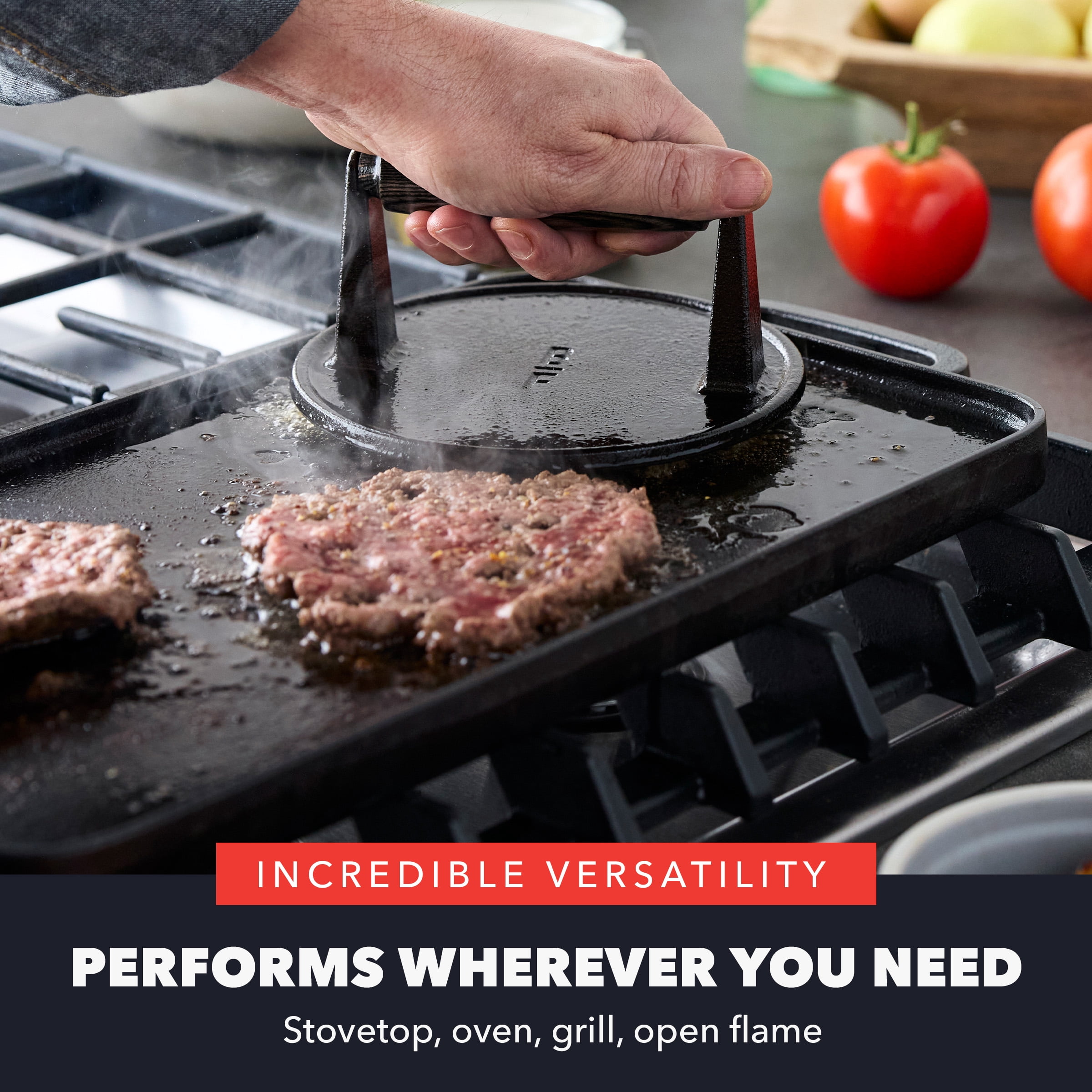 Bobby Flay by GreenPan – 4-Piece Pre-Seasoned Cast Iron Skillet Cookware Set, Black