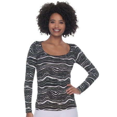 

Felina | Velvety Soft Scoop Neck L/S (Black Wave Small)