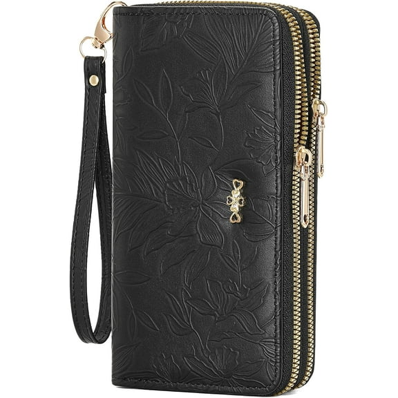 Wallet for Women Clutch Double Zip Around Credit Card Holder Leather Women's Wallet Large Capacity