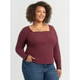 thumbnail image 4 of Jessica Simpson Women's and Women's Plus Aleera Ribbed Knit Top with Lace Trim, Sizes XS-4X, 4 of 6