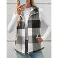 thumbnail image 4 of Ltctricy Women's Fleece Vest Tops Plaid Sleeveless Lapel Zip up Fuzzy Warm Casual Jackets Plush Outwear Coats with Pockets(Black,XX-Large), 4 of 6