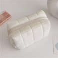 thumbnail image 2 of Makeup Bag, White Checked Fluffy Decompress Puffer Travel Toiletry Bag, 1 Piece Large Capacity Cosmetic Storage Organizer, for Travel Daily Use Makeup Brushes Toiletries Storage, 2 of 9