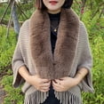 thumbnail image 2 of Yuanlong Winter Scarves Women Imitation Collar Fringed Hem Cardigan Shawl Wraps Outdoor Elegant Knitted Capes Cloak, 2 of 5