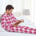 thumbnail image 6 of Honeii Plaid Heart Pattern Mens Pajamas Set,2pcs Men's Lounge Long Sleeve Sleep Shirt and Pajama Bottoms Sleepwear Set,Mens Pjs Sets-XX-Large, 6 of 7