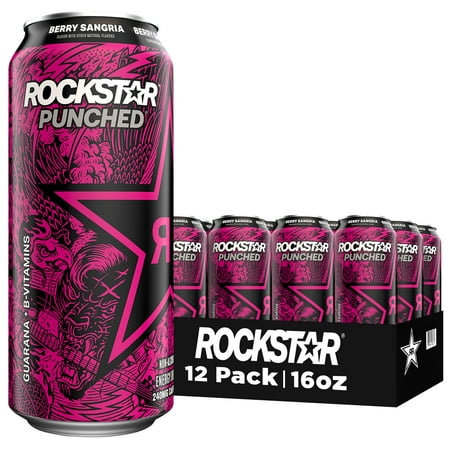 Rockstar Punched Berry Sangria Energy Drink, 16 fl oz, 12 Cans