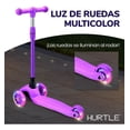 thumbnail image 4 of Hurtle Monopatin Scooter para Niños de 2 a 5 Años, 3 Ruedas con Luces LED, Mini Kickboard con Freno, Manillar Ajustable de 63 cm a 71 cm, Antideslizante, Patin del Diablo, Violeta, 4 of 7