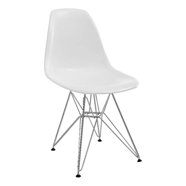 Modway Paris Chaise d'Appoint Moderne en Acier Métal Finition Blanche