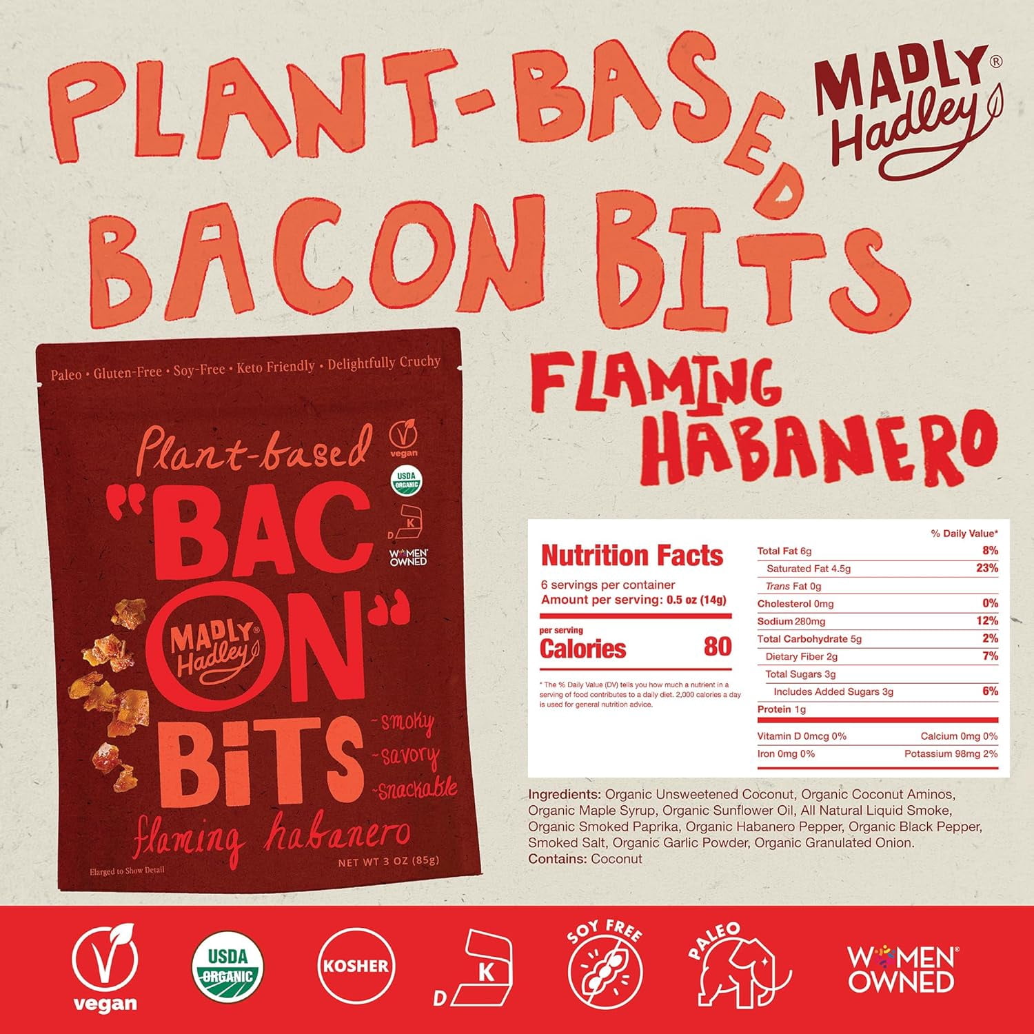 (Pack Of 6) Madly Hadley Bacon Coconut Habanero 3 Oz