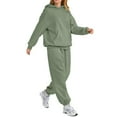 thumbnail image 5 of Nokdvo Women 2 Piece Outfits Sets Trendy Long Sleeve Casual Hoodie Sweatsuit Ribbed Tracksuit with Pockets,Green 2XL, 5 of 5
