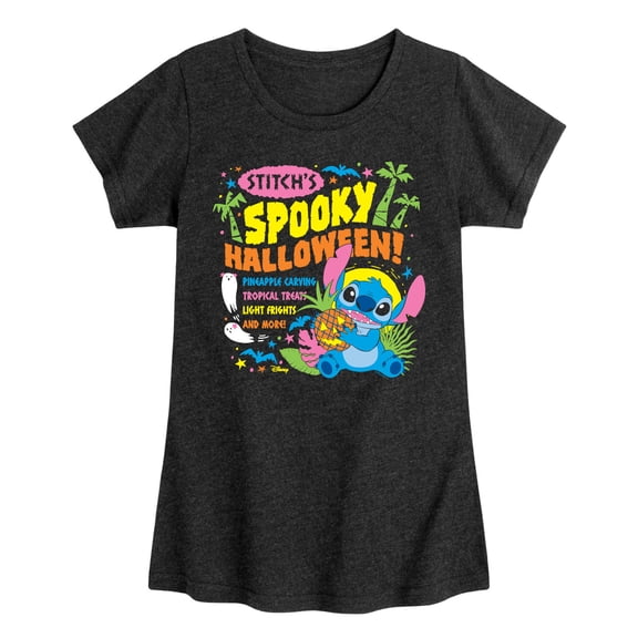 Lilo & Stitch - Spooky Halloween - Youth Girls Fitted Short Sleeve T-Shirt
