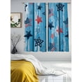 thumbnail image 3 of Independence Day Sheer Curtains 2 Panels Set Five-Pointed Star U. S. Flag Blue Wood Grain Sheer Window Curtains Light Filtering Rod Pocket Voile Drapes for Bedroom Living Room 52"x63", 3 of 9